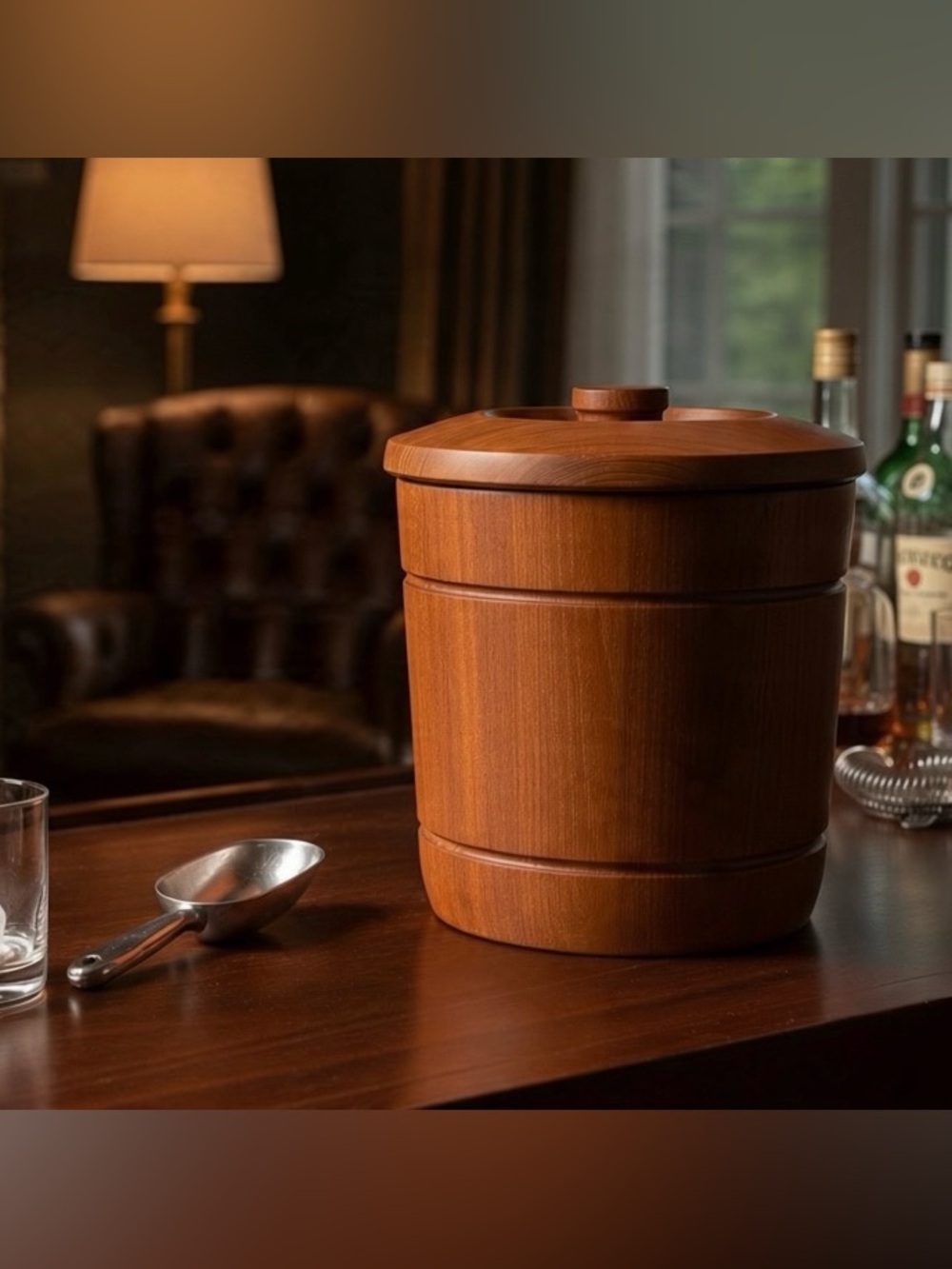 Vintage GoodWood Ice Bucket Thailand Genuine Teak Insulated Drainage Hole Brown